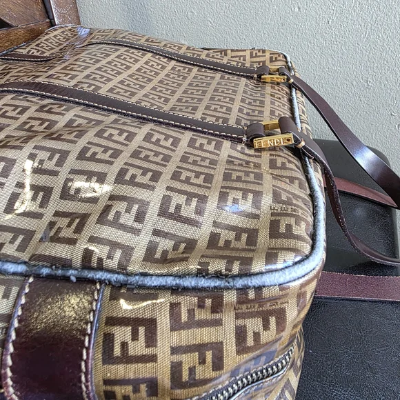 Fendi Tan and Brown Monogram Duffel Bag - Picture 6 of 9